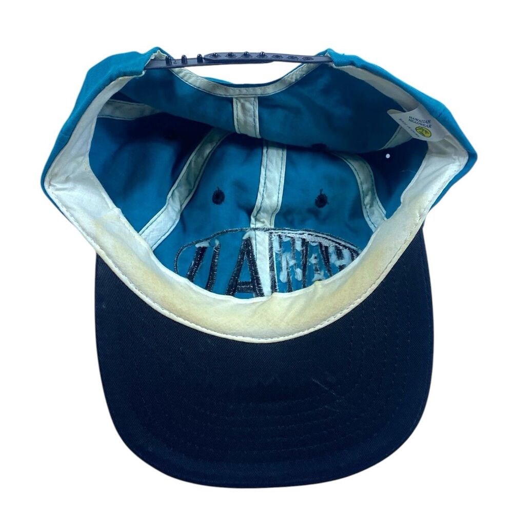 Vintage 90s Hawaii Snapback Hat Cap Teal Black Adjustable Embroidered Logo OS - Picture 4 of 7